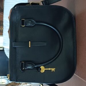 Fossil Ryder Leather Satchel Handbag in Black
